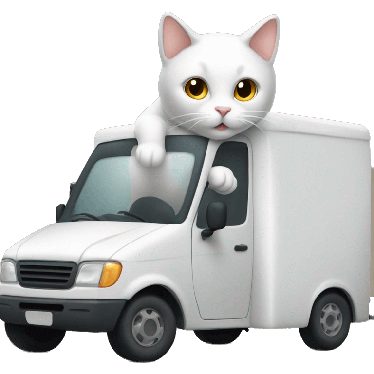 cat driving a moving van emoji