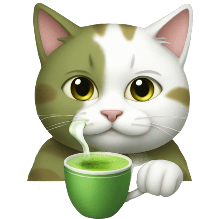 Cat drinking matcha emoji