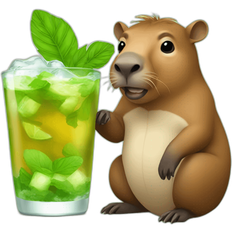 capibara with mojito glass emoji