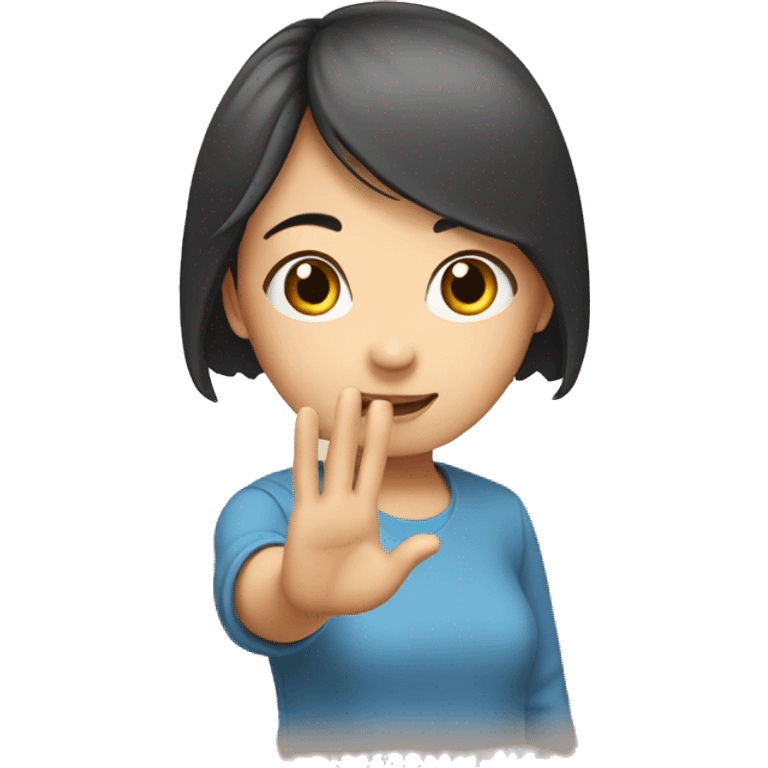 asian girl with hand love gesture emoji