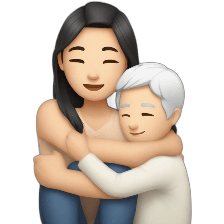 asian woman and white men cuddles virtually emoji