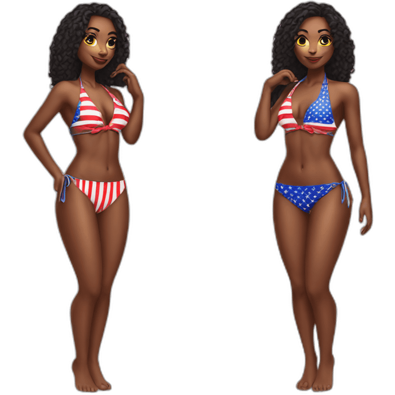 Sexy pose - woman wearing only American flag bikini poster emoji