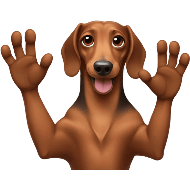 Brown dachshund waves emoji