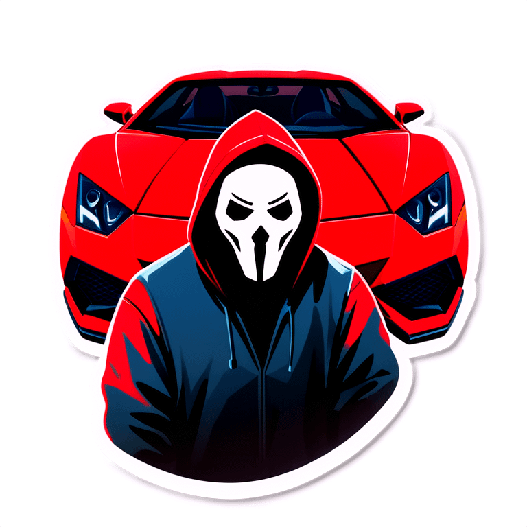 Ghostface in a red Lamborghini emoji