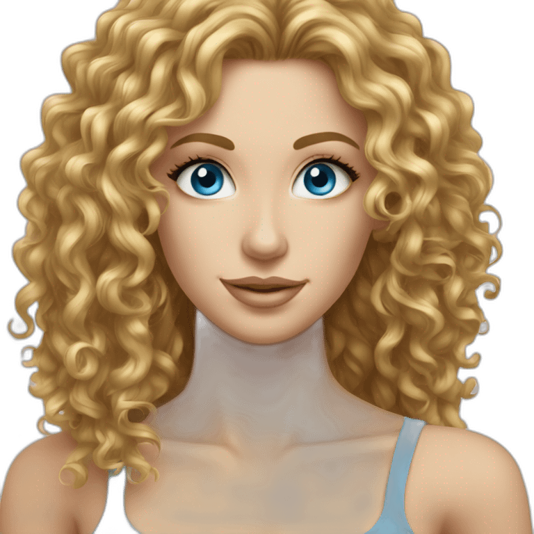 sexy caucasian long curly haired blue eyed woman emoji