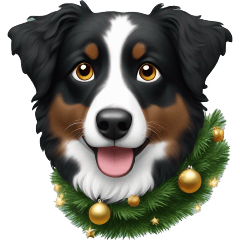 Small black australian shepherd dog Christmas tree emoji