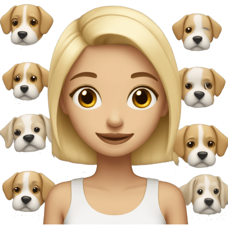 Blonde girl white with dogs emoji