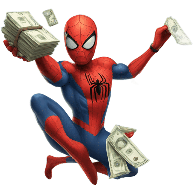 Spider-Man with money bags emoji