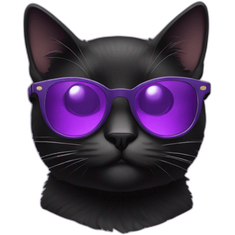 black cat in purple glasses emoji