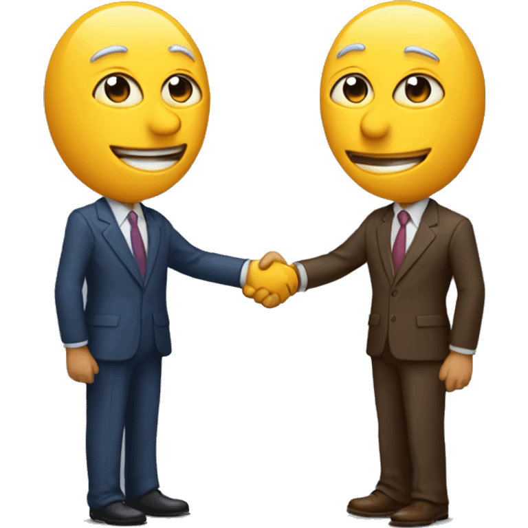 two busimssman shaking hand while seenig each other emoji