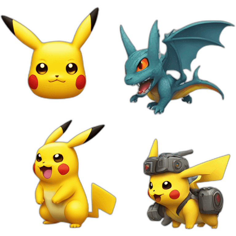 dracaufeu et pikachu emoji