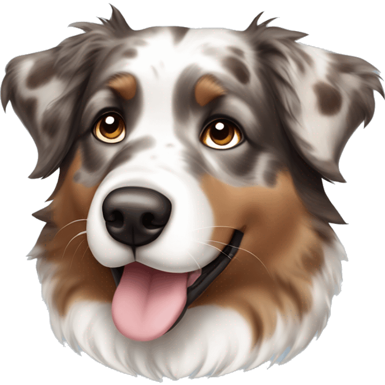 Brown Merle Australian shepherd with blue eyes emoji