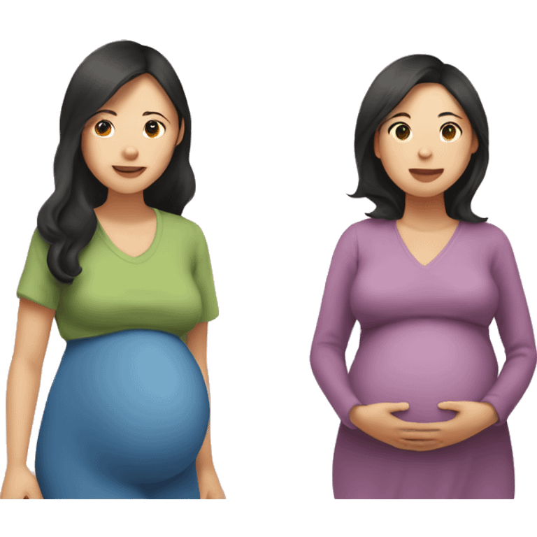 Pregnant asian woman stands with another non-pregnant woman emoji