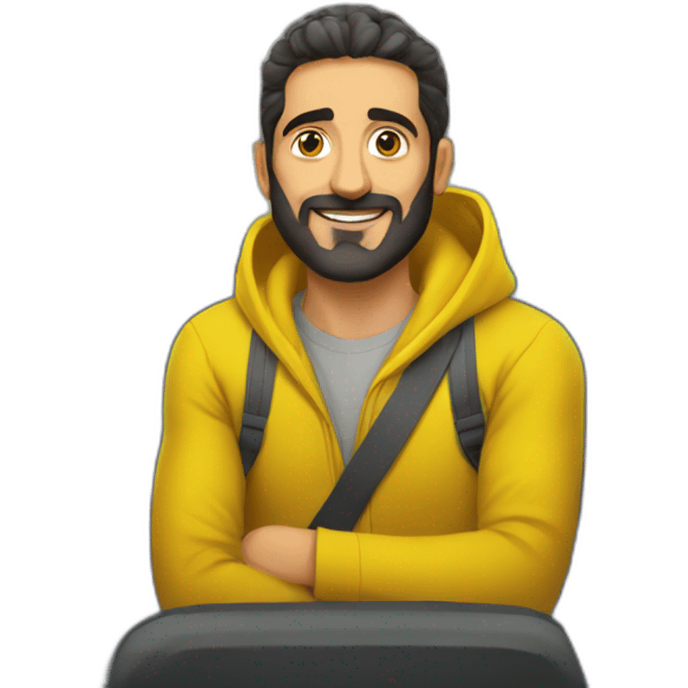 Armenian men in yellow clothing in the bus emoji