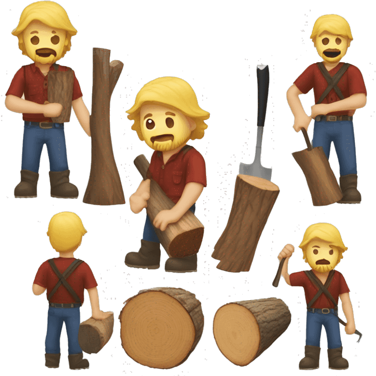 white man lumberjack with beard blond hair chopping firewood emoji