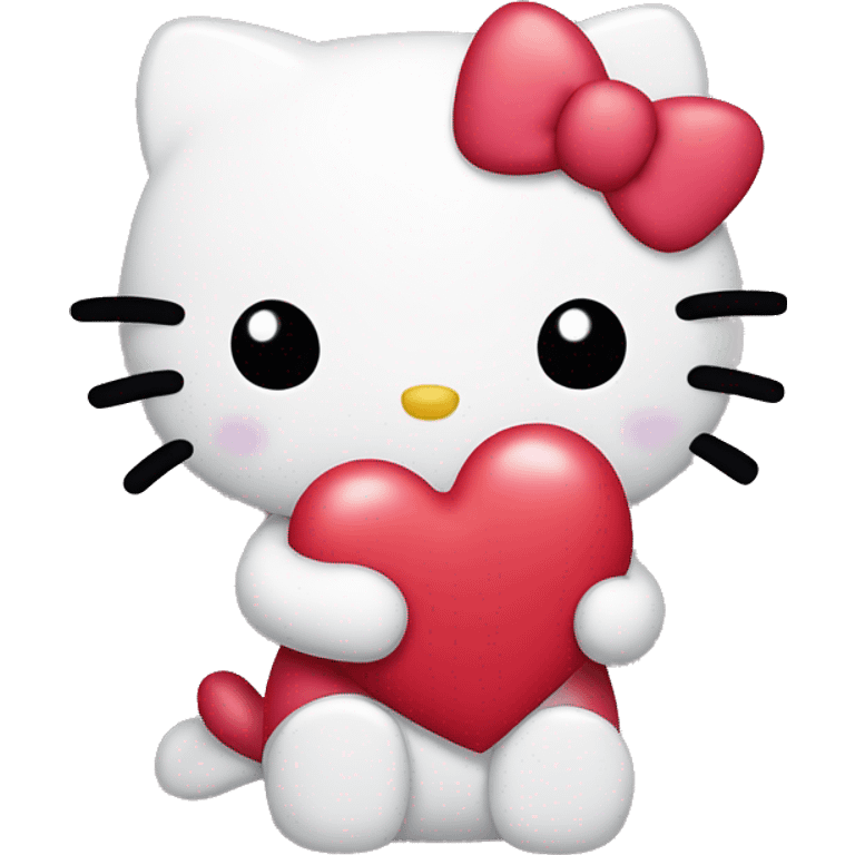 Hello Kitty holding a heart emoji