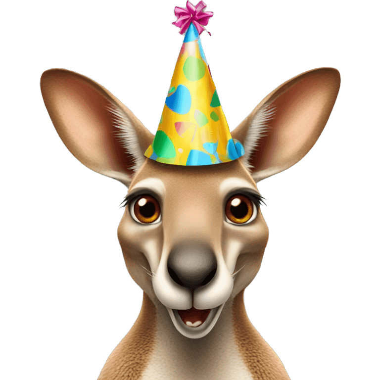 kangaroo wearing party hat emoji