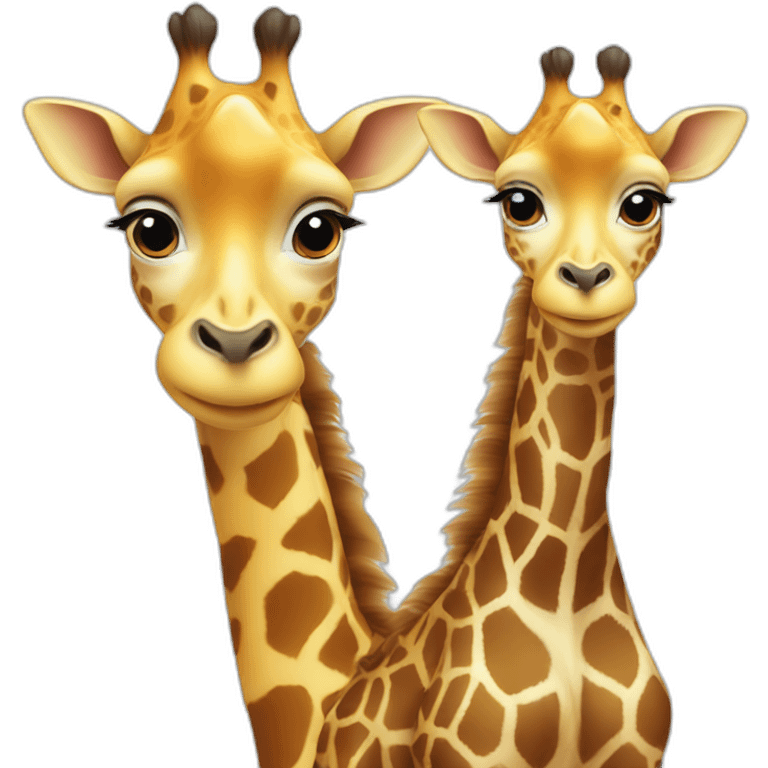 Baby giraffe with mum giraffe emoji