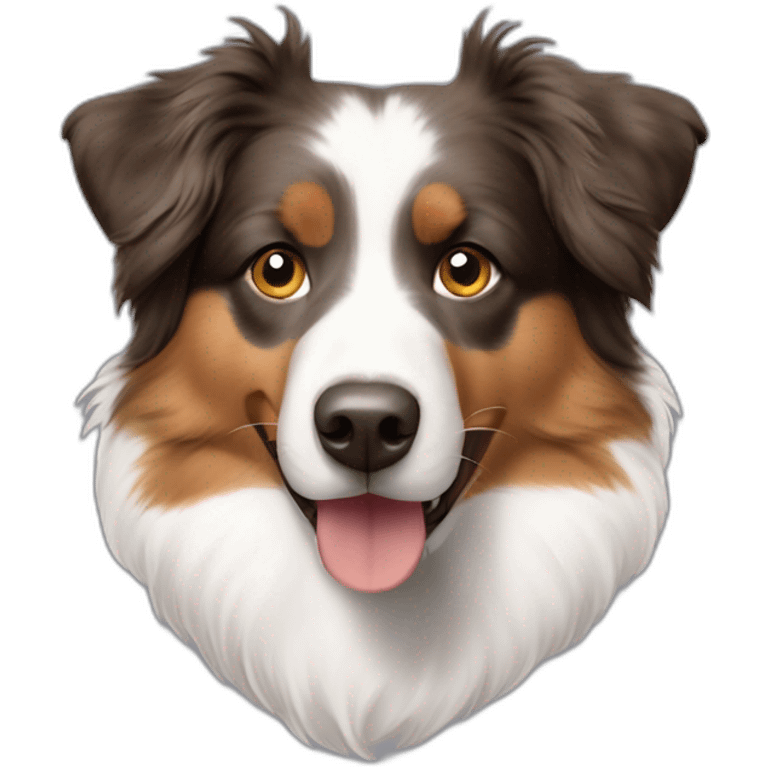 Australian Shepherd mit Flecken, weißem und hellbraunem Fell emoji