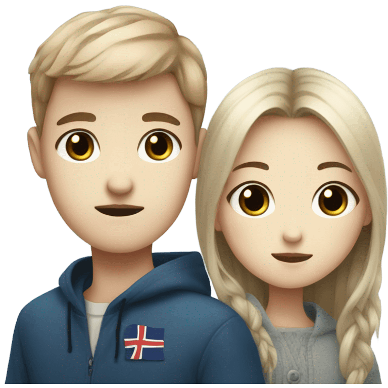 Black eyed Korean girl with her blue eyed norwegian boyfriend emoji