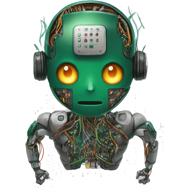 Deku cyborg with circuits and wires  emoji