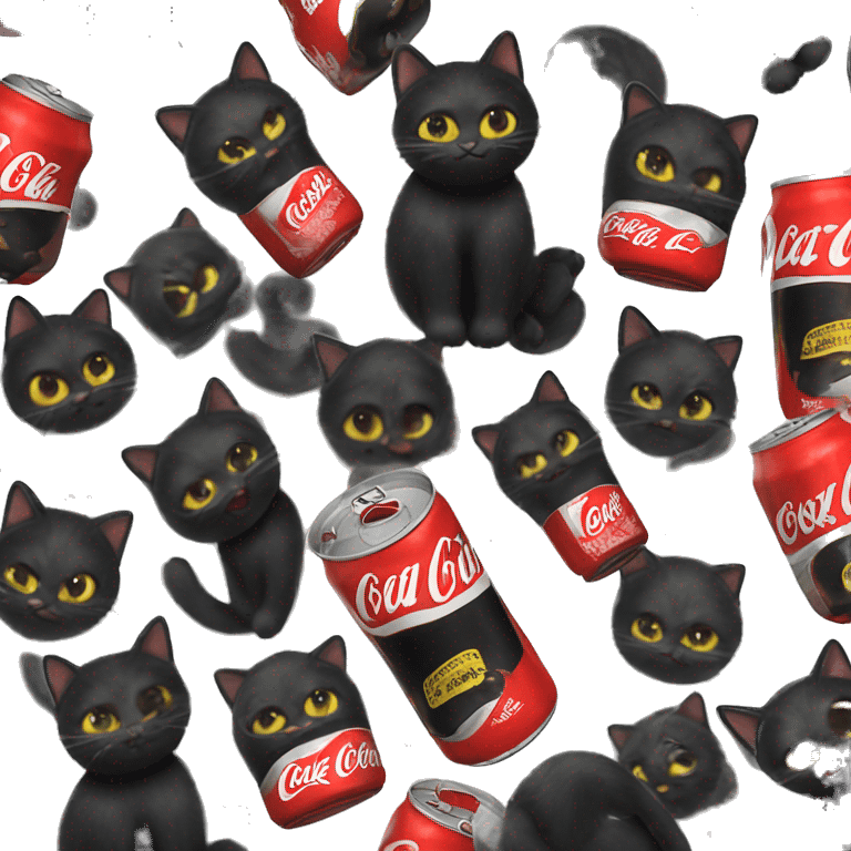 black cat in a coke pack with a cap on its head emoji