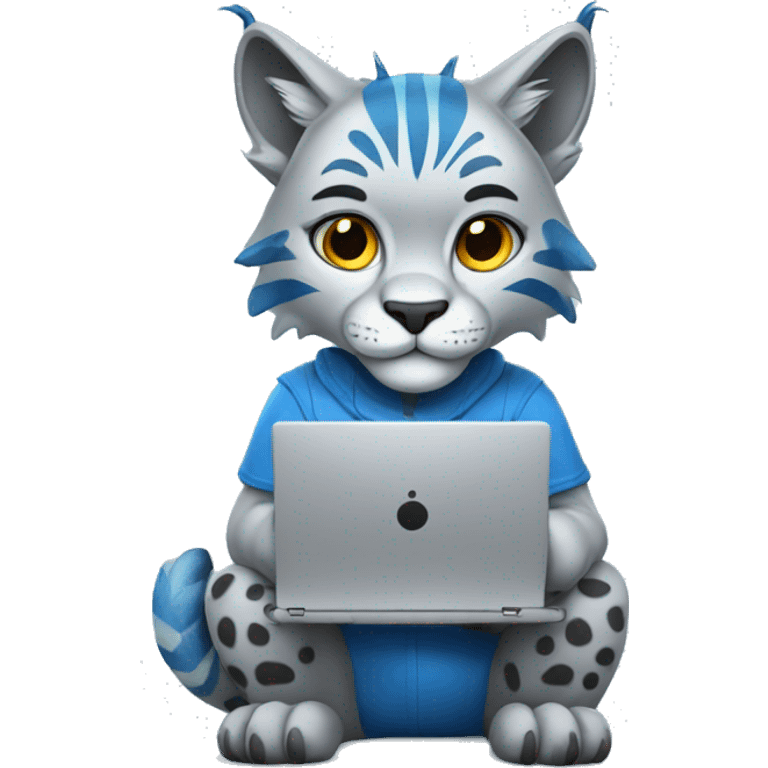 A blue lynx with a laptop emoji