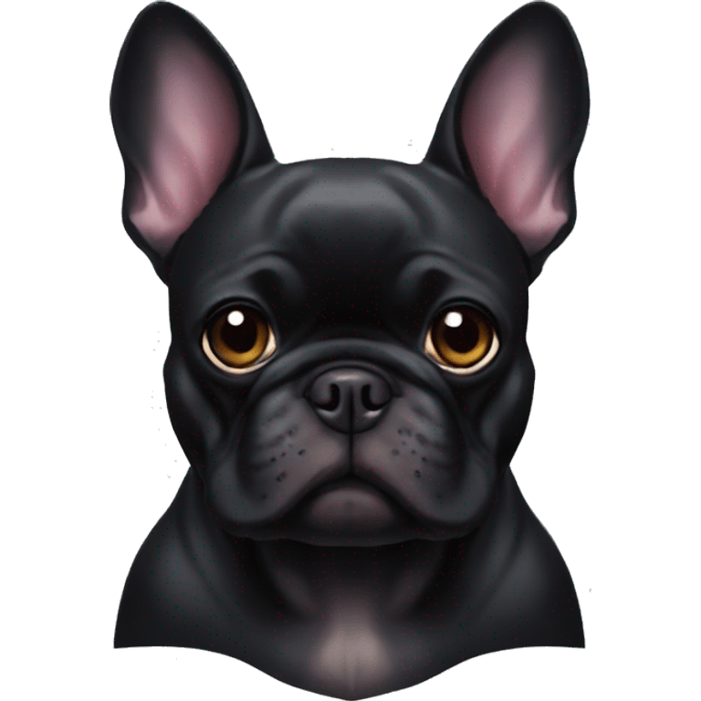 a black French Bulldog that looks like a bat emoji