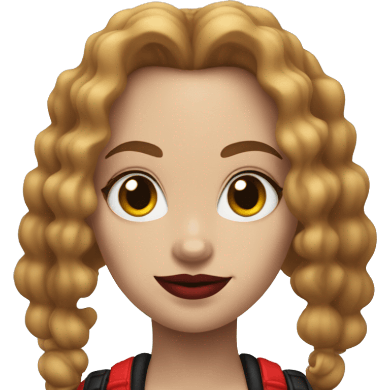 Harley Quinn  with brown curly hair emoji