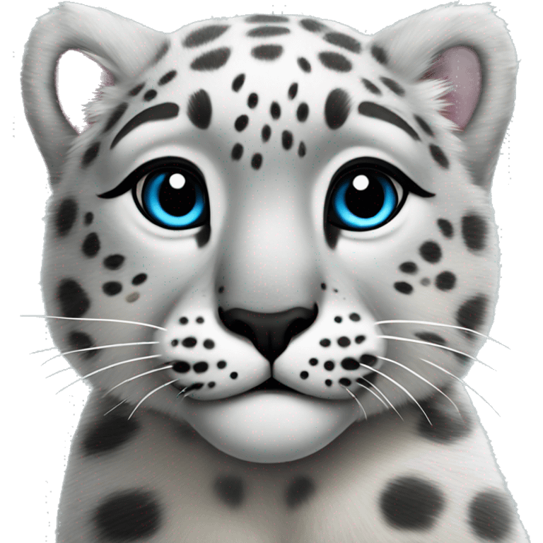 Snow leopard kiss with heart  emoji