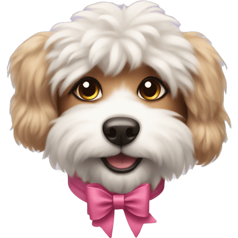 Fluffy dog with bows emoji