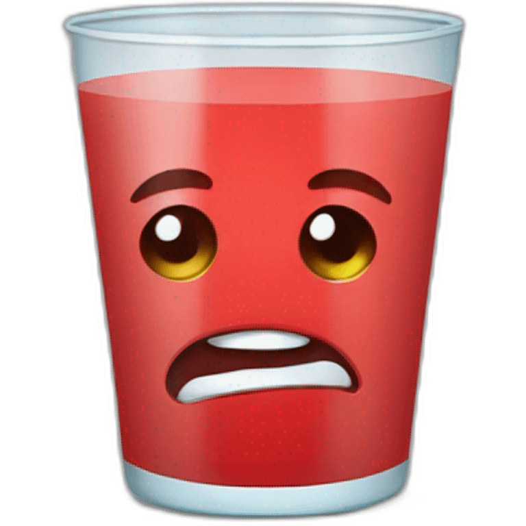 vaso rojo con cara triste cartoon emoji