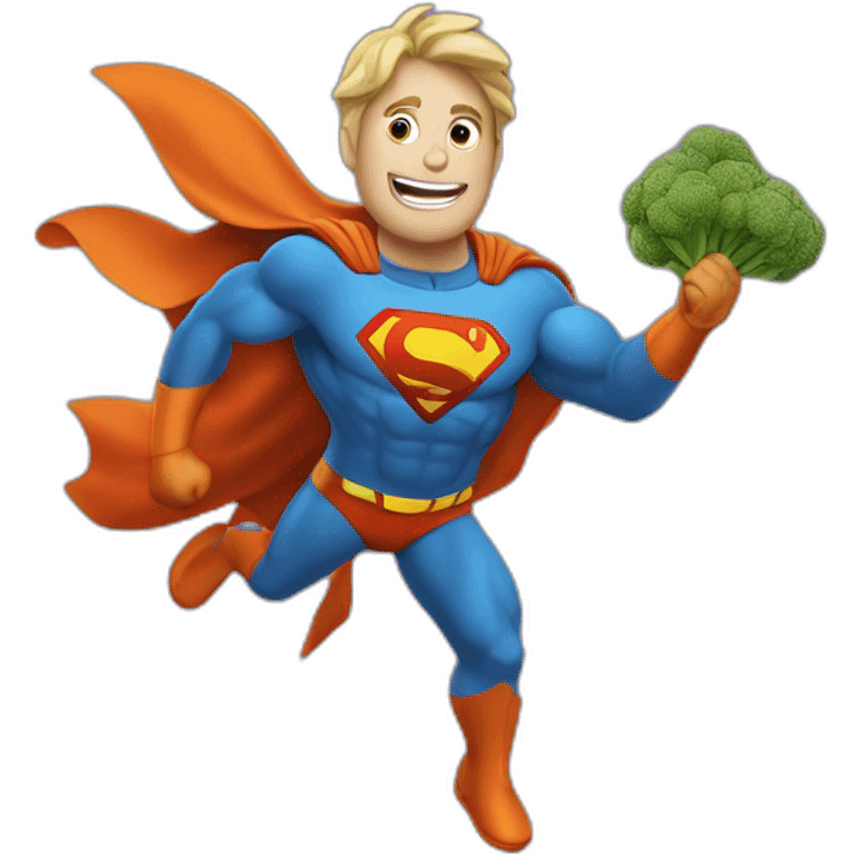 superheroe flying with carrot in his hand emoji