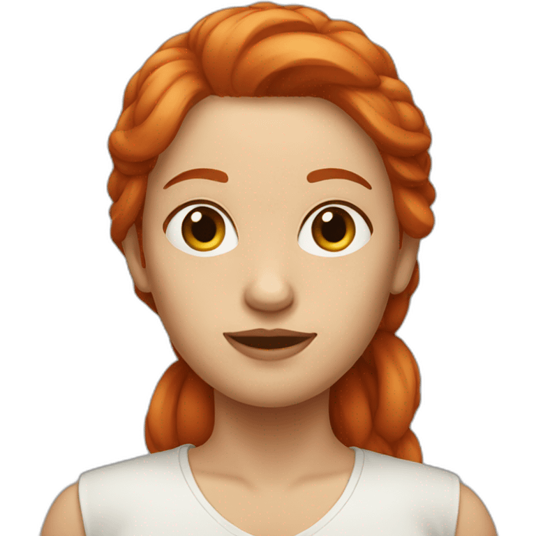 red haired woman with a big forehead emoji