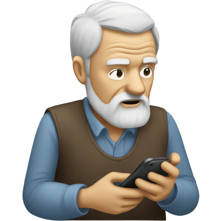 Old man with a beard ignoring his phone emoji