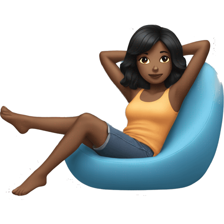 black hair girl relaxing emoji