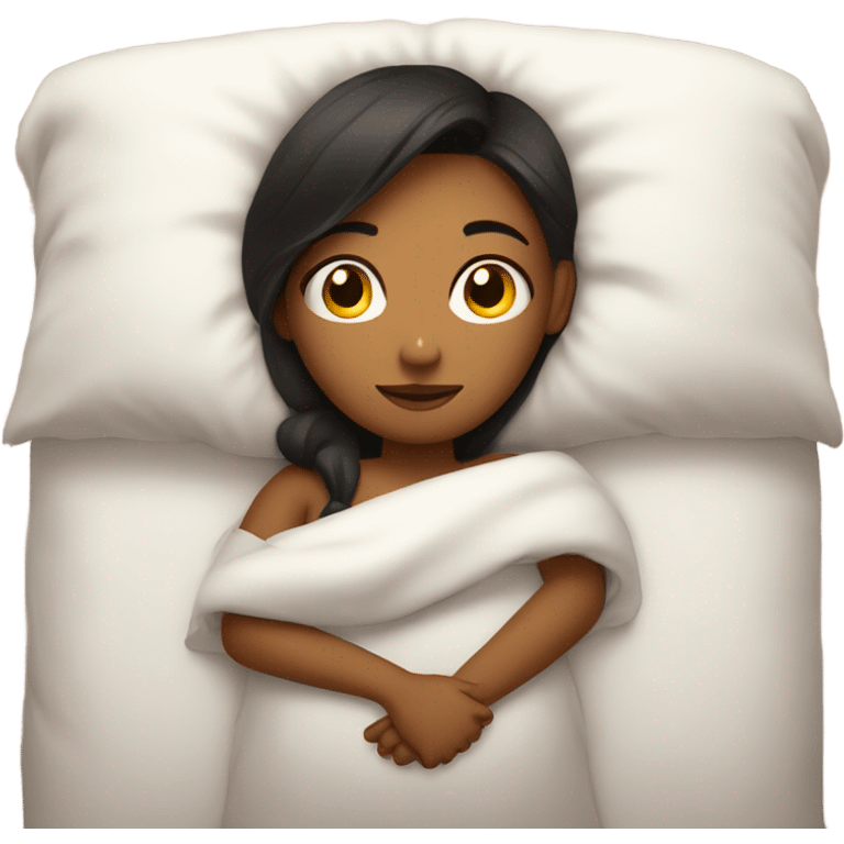 Girl cuddled in bed emoji