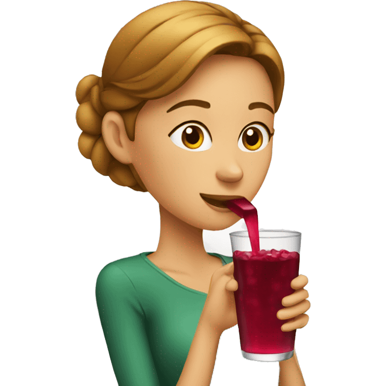 woman drinks cranberry juice emoji