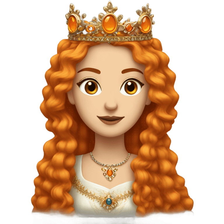 Hurrem Sultan with orange long hair and crown emoji