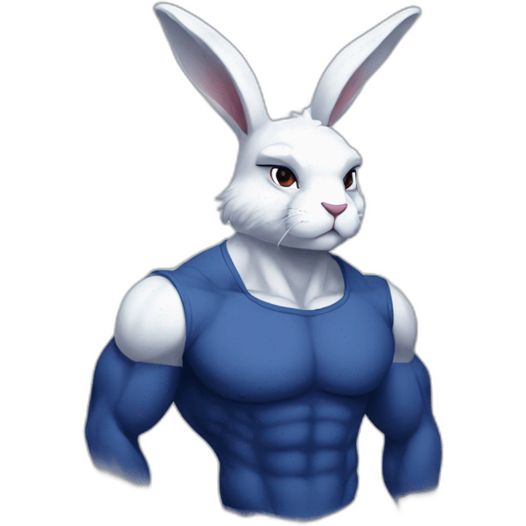 Muscular Anthro white rabbit with dark blue hair emoji