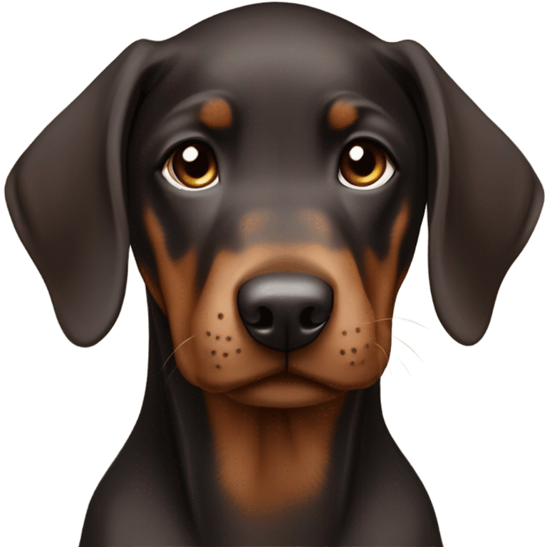 Doberman with chocolate fur and tan markings puppy emoji