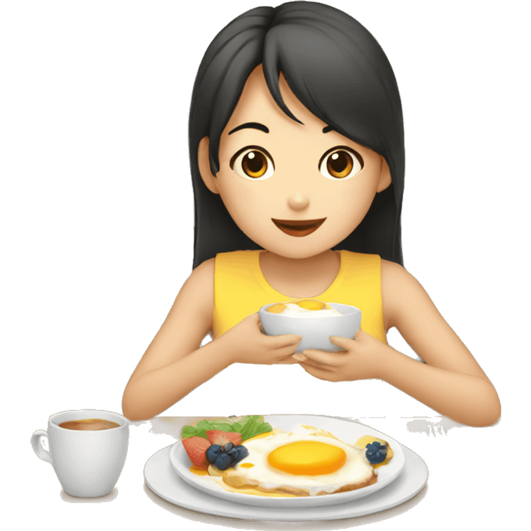 girl eating breakfast as asian emoji