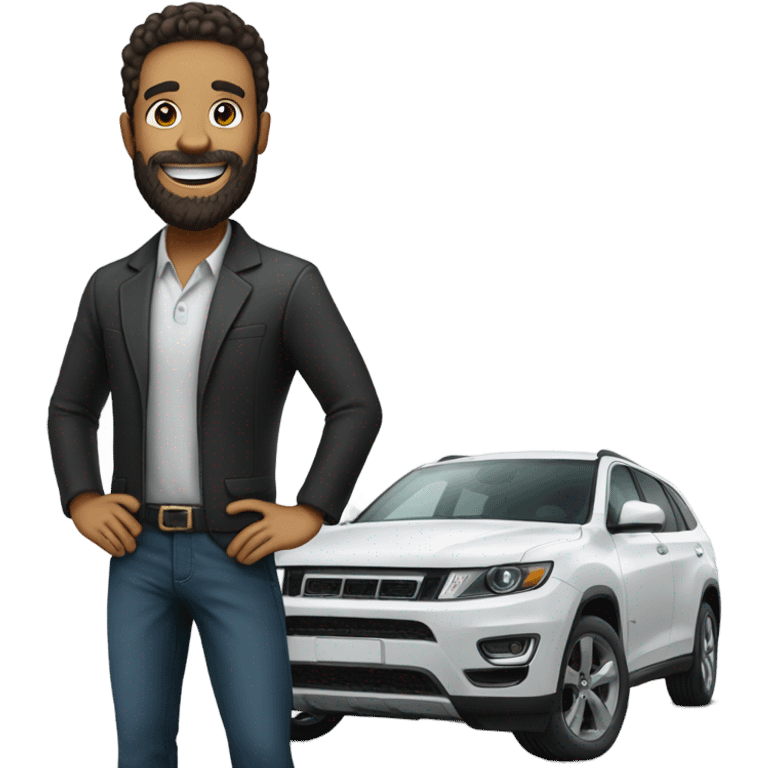 bearded portrait of a man selling a car  emoji