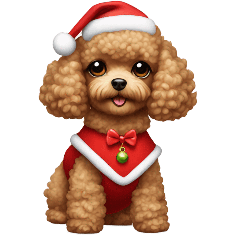 Cute Toy Poodle in a Christmas dress emoji