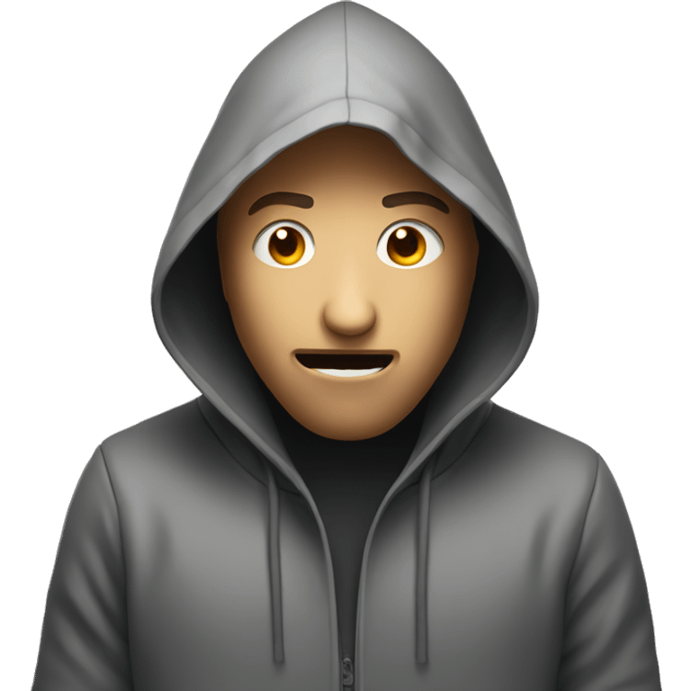 hooded male portrait closeup gasping emoji