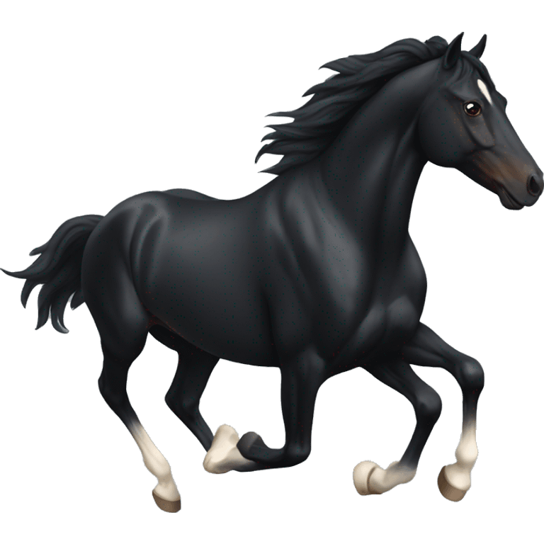 Running black horse  emoji