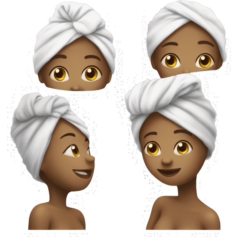 Girl with towel wrapped on her head after a shower  emoji