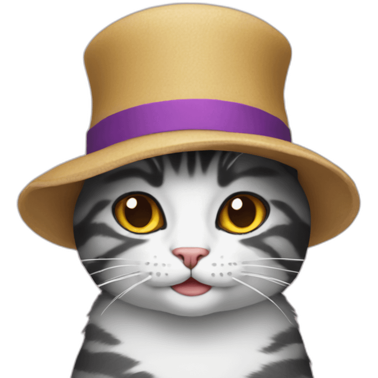 Cartoon cat in a hat emoji