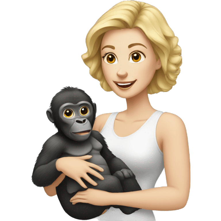 a white woman with a baby gorilla emoji