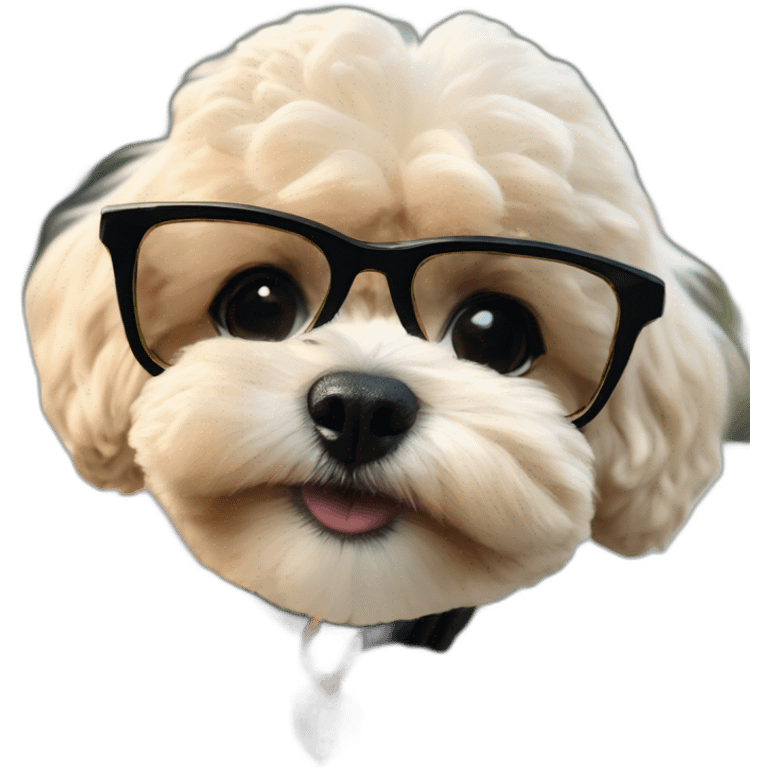 Maltipoo beige with thug life glasses emoji